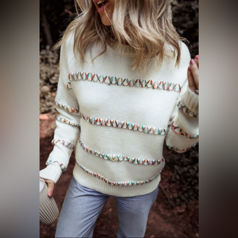 Mimi colorful stitch drop shoulder sweater